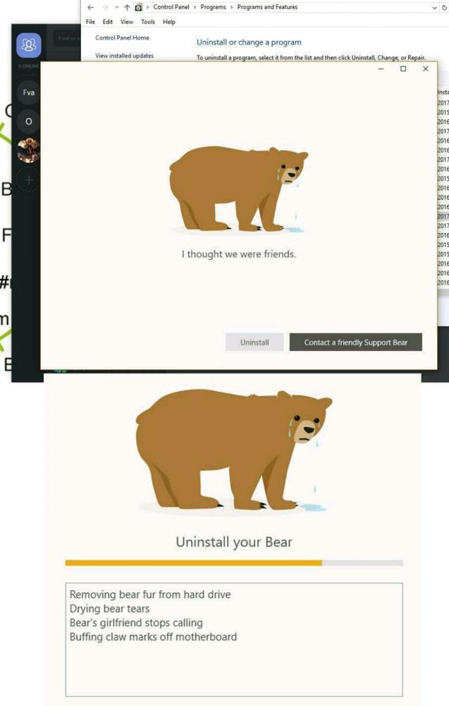 Tunnelbear VPN are using crying version of their mascot on the uninstaller  : r/manipulativepuppy